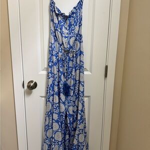 Blue and White Floral Maxi Dress
